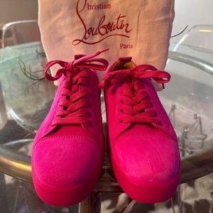 Christian Louboutin Low Top Hot Pink Suede New! Size41